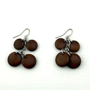 Brown Wooden Dangle Earrings